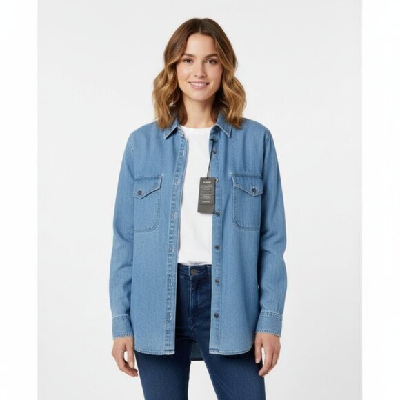Free People One Teaspoon Denim Button Down Shirt Vintage Chambray medium Blue XS - Picture 1 of 15